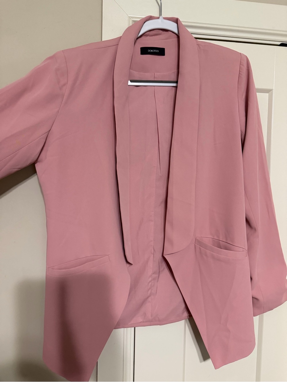 Pink Open-Front Blazer Jacket
